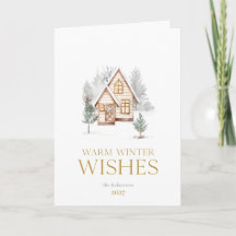 Weihnachtskarte Warmes Winterhäuschen