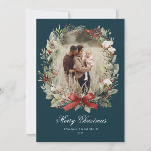 Weihnachtskarte Wasserfarbe botanisch floral Einladung (Vorderseite)