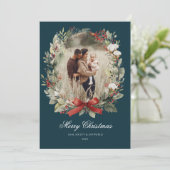 Weihnachtskarte Wasserfarbe botanisch floral Einladung (Stehend Vorderseite)