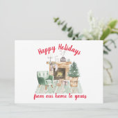 Weihnachtskarte "Watercolor Fireside Holiday Scene (Stehend Vorderseite)