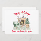 Weihnachtskarte "Watercolor Fireside Holiday Scene (Vorne/Hinten)