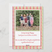 Weihnachtskarte, Weihnachtsfeiertag, rot/grün gest Feiertagskarte (Rückseite)