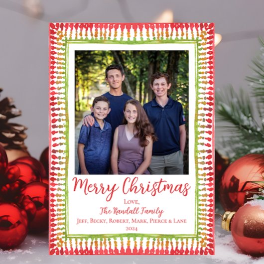 Weihnachtskarte, Weihnachtsfeiertag, rot/grün gest Feiertagskarte