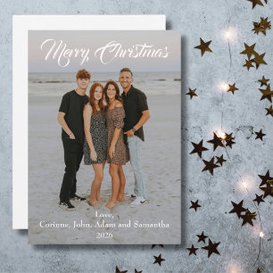 Weihnachtskarte Weihnachtsfoto Jahr weiße Schrift Feiertagskarte