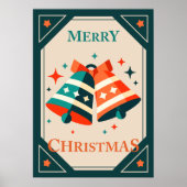 Weihnachtskarte - Weihnachtsglocken und Sterne Poster (Vorne)
