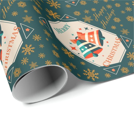 Weihnachtskarte - Weihnachtsklingeln und Sterne Geschenkpapier (Rolleneckpunkt)
