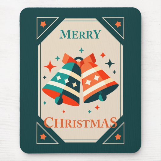 Weihnachtskarte - Weihnachtsklingeln und Sterne Mousepad (Vorne)