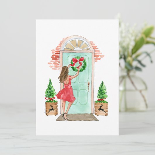 Weihnachtskarte "Weihnachtskranz" Ankündigung (Stehend Vorderseite)