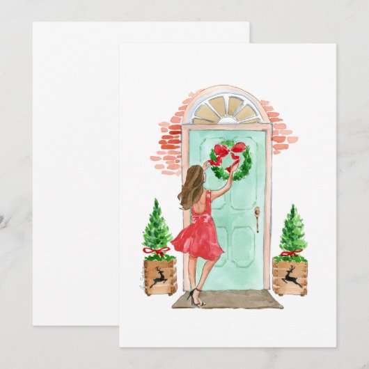 Weihnachtskarte "Weihnachtskranz" Ankündigung (Vorne/Hinten)