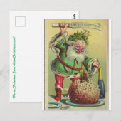 Weihnachtskarte Weihnachtsmann greift Pudding an Postkarte (Vorne/Hinten)