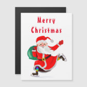Weihnachtskarte Weihnachtsmann mit Geschenk Magnetkarte (Vorne/Hinten)