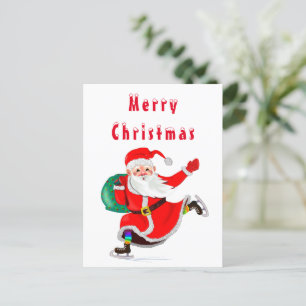 Weihnachtskarte Weihnachtsmann mit Geschenk Postkarte