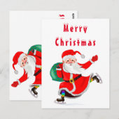 Weihnachtskarte Weihnachtsmann mit Geschenk Postkarte (Vorne/Hinten)