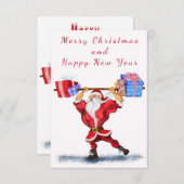 Weihnachtskarte Weihnachtsmann mit Geschenken (Vorne/Hinten)