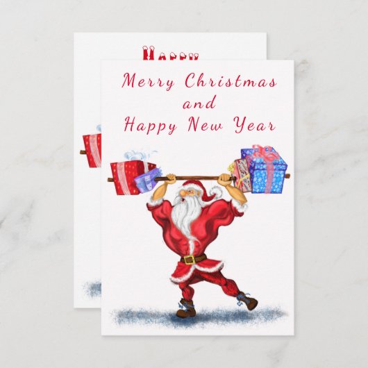 Weihnachtskarte Weihnachtsmann mit Geschenken (Vorne/Hinten)