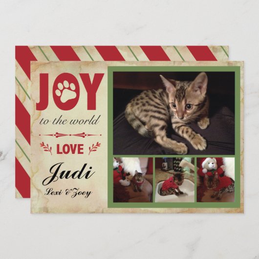 Weihnachtskarte - Weihnachtsstreifen Feiertagskarte (Vorne/Hinten)