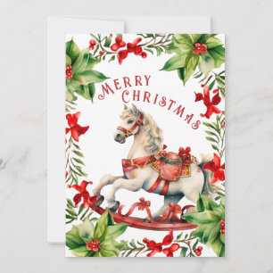 Weihnachtskarte Weißes Rotes Antikes Schaukelpferd Karte