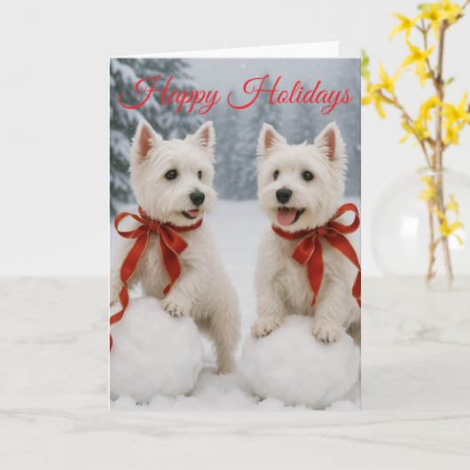 Weihnachtskarte Westie - Weihnachtskarte Karte (Gelbe Blume)