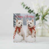Weihnachtskarte Westie - Weihnachtskarte Postkarte (Stehend Vorderseite)
