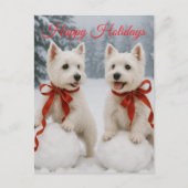 Weihnachtskarte Westie - Weihnachtskarte Postkarte (Vorderseite)