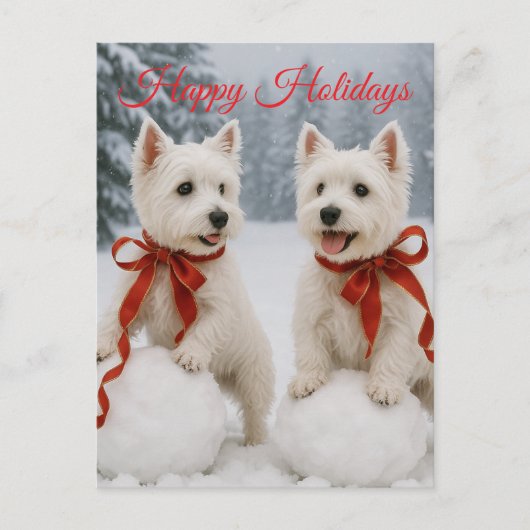Weihnachtskarte Westie - Weihnachtskarte Postkarte (Vorderseite)