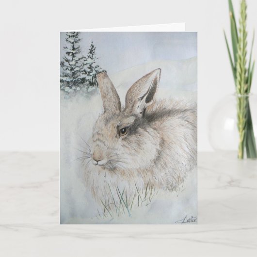 Weihnachtskarte - Winterhase Feiertagskarte (Vorderseite)