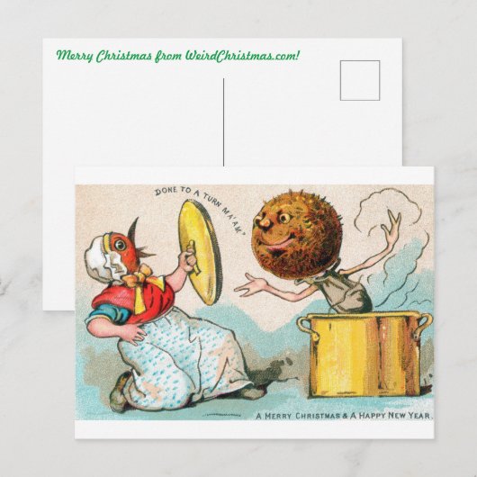 Weihnachtskarte, wo Pudding BirdLady angreift Postkarte (Vorne/Hinten)