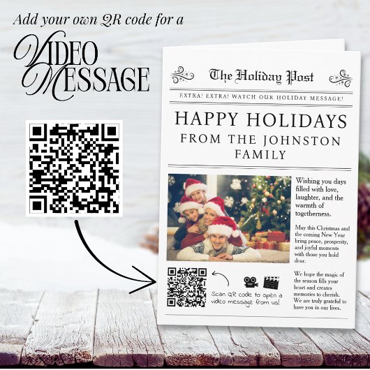 Weihnachtskarte Zeitungs-QR-Code Karte