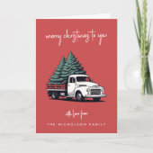 Weihnachtskarte zum Falten | Weihnachts-Lieferwage Feiertagskarte (Vorderseite)