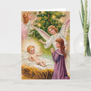 Weihnachtskarten Baby Jesus & Angels Feiertagskarte