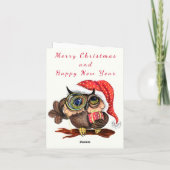 Weihnachtskarten-Babyschale in Hut und Geschenk (Rückseite)