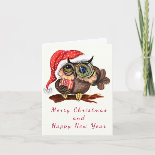 Weihnachtskarten-Babyschale in Hut und Geschenk (Vorderseite)