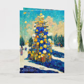 Weihnachtskarten blau und goldene Bäume Klimt stil Karte (Rückseite)