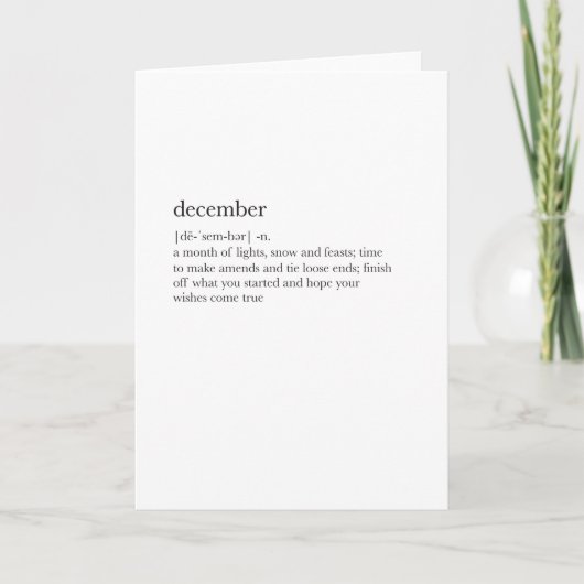 Weihnachtskarten-Definition mit Dezember Karte (Vorderseite)