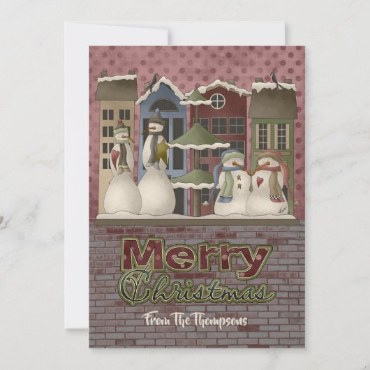 Weihnachtskarten der Snowman-Familie Feiertagskarte (Vorderseite)