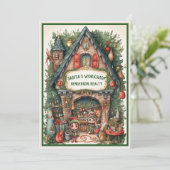 Weihnachtskarten der Weihnachtswerkstatt Einladung (Stehend Vorderseite)