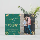 Weihnachtskarten des grünen Fotos Ankündigung (Stehend Vorderseite)