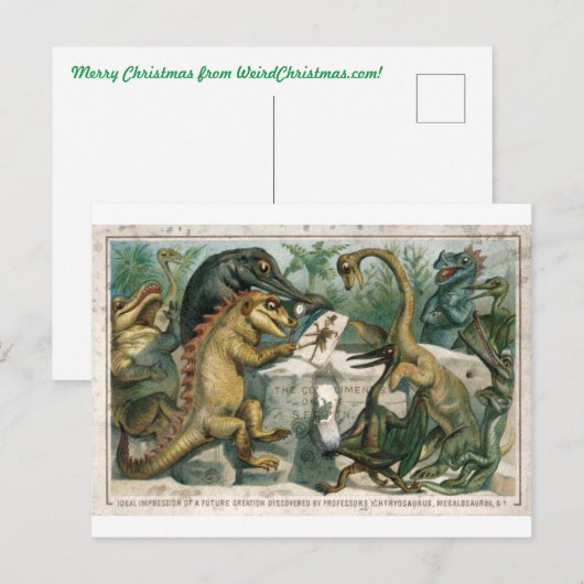 Weihnachtskarten-Dinosaurier studieren antike Mens Postkarte (Vorne/Hinten)