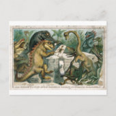 Weihnachtskarten-Dinosaurier studieren antike Mens Postkarte (Vorderseite)