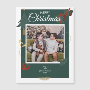 Weihnachtskarten Familienmagazin Foto Green Holida Magnetkarte