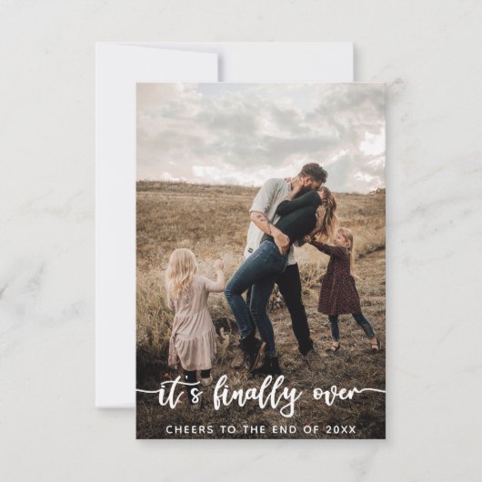 Weihnachtskarten Foto Weiß Dankeskarte (Vorderseite)