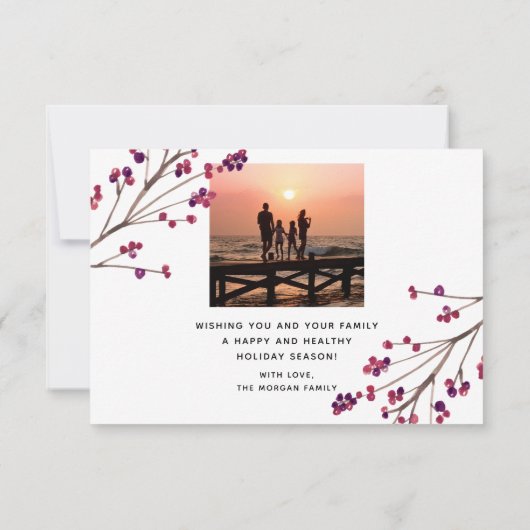 Weihnachtskarten Foto Weiß Dankeskarte (Rückseite)