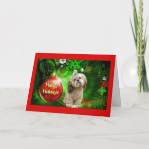 Weihnachtskarten-frohe Feiertage Ball Shih Tzu Feiertagskarte