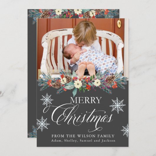 Weihnachtskarten | Frohe Weihnachten in Script (Vorne/Hinten)