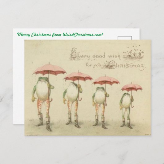 Weihnachtskarten Frösche mit Umbrellas Postkarte (Vorne/Hinten)