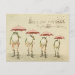Weihnachtskarten Frösche mit Umbrellas Postkarte
