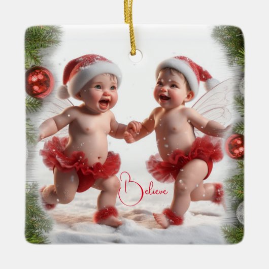 Weihnachtskarten für Baby Keramikornament (Vorderseite)