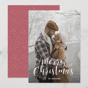 Weihnachtskarten für das Foto Pink Hand Letted Sno Feiertagskarte