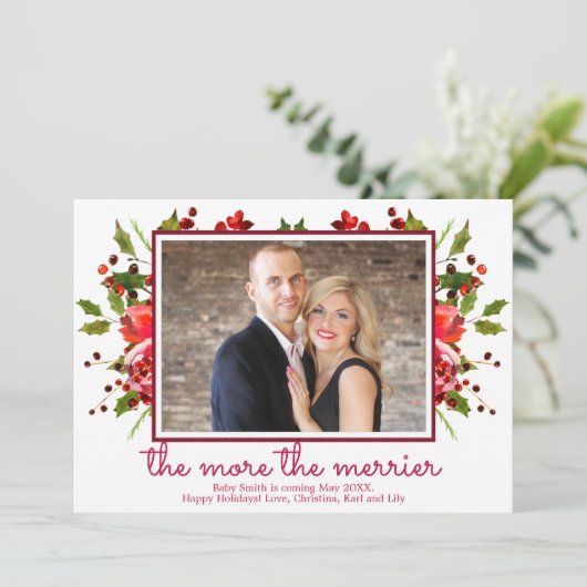 Weihnachtskarten für Holly Foto Einladung (Stehend Vorderseite)