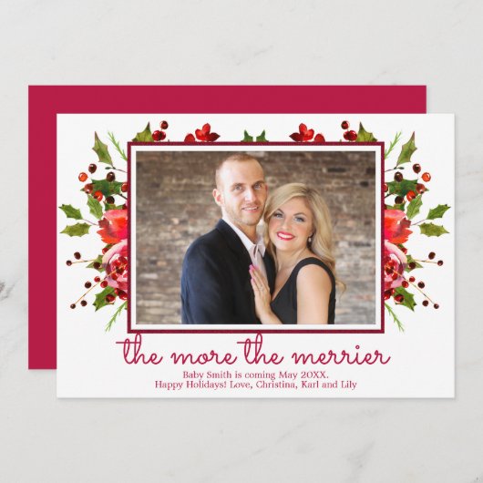 Weihnachtskarten für Holly Foto Einladung (Vorne/Hinten)